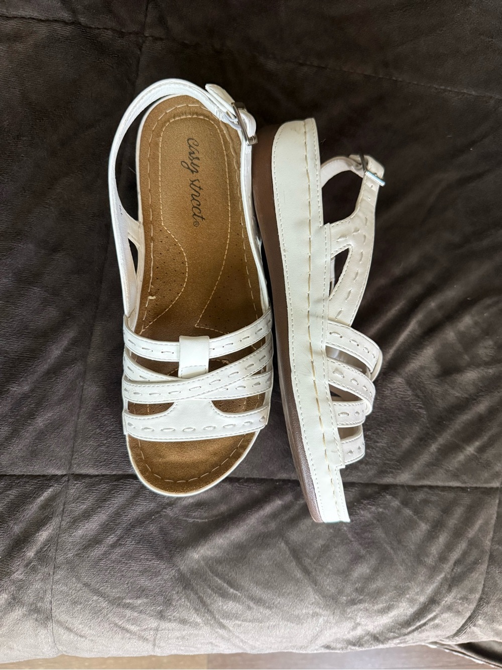 easy street White Women's Strappy Slingback Sandals